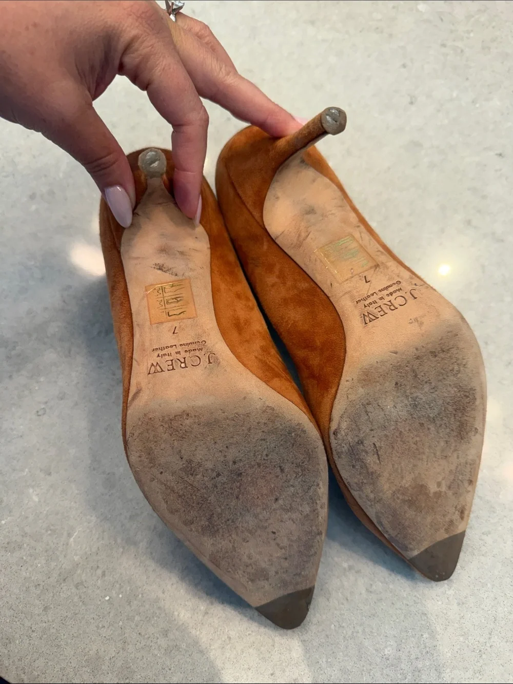 J. Crew Pointed-Toe Suede Pumps in Rust Brown